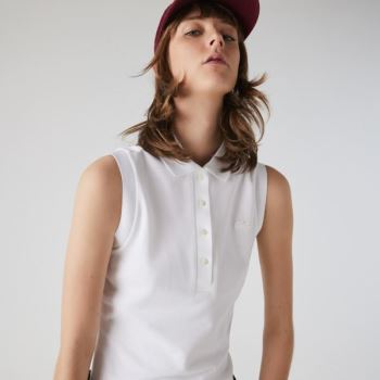 Lacoste Sleeveless Cotton Piqué Polo Dámské - Polo Bílé | CZ-Vgig0Z